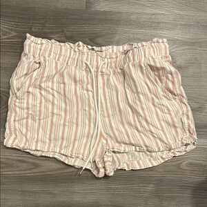 LOFT Pink and White High Waist Shorts Relaxed Fit